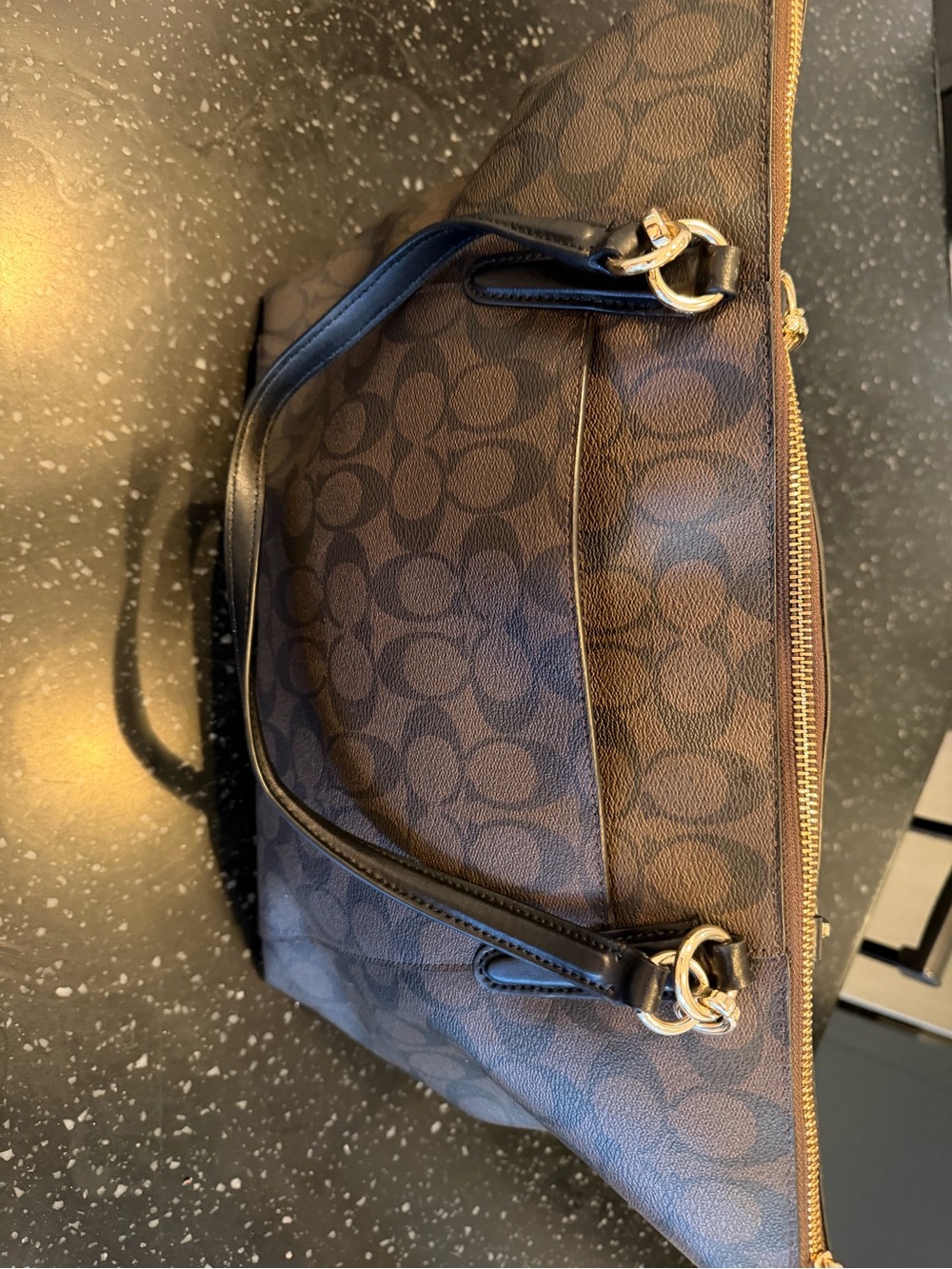 Classic Brown Black Tote Bag Gold Hardware Like New $298 - Picture 6 of 12